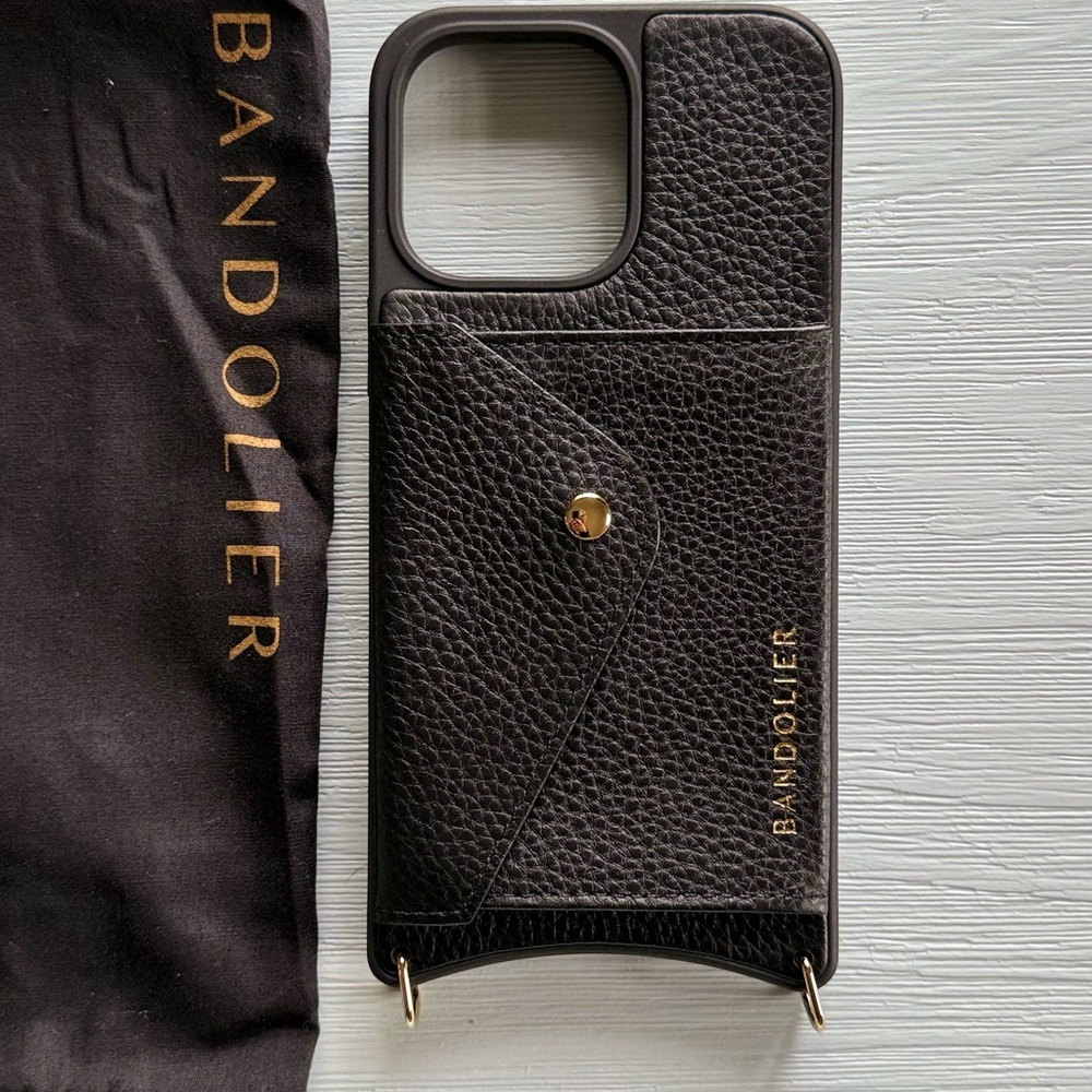 Bandolier Textured Black Phone Case with Gold Detail